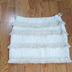 Elegant Cream Fringe Mini Skirt